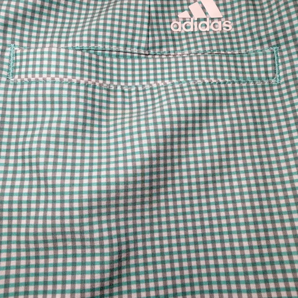 Adidas Mens Size 30 Ultimate 365 Golf Shorts Green White Gingham Check Preppy
